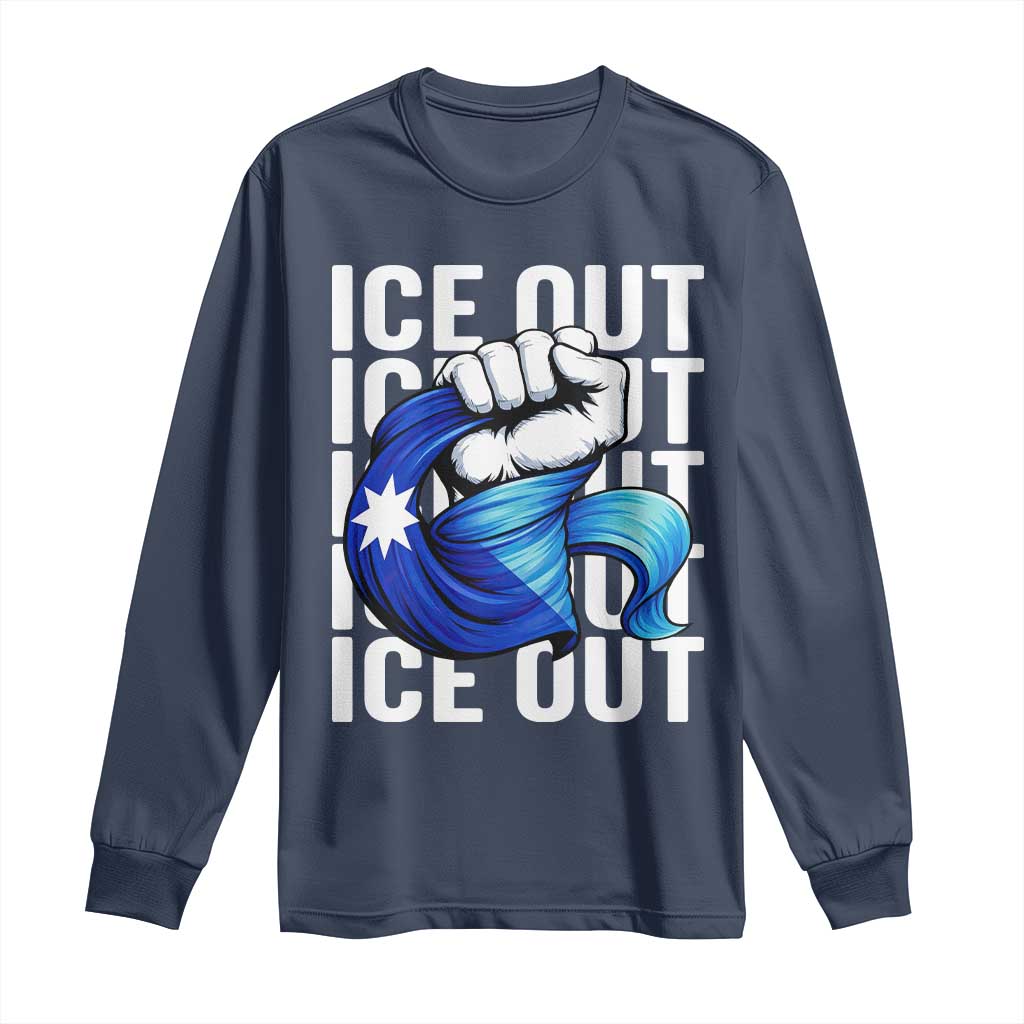 Minnesota Ice Out Long Sleeve Shirt Anti Ice Movement Protest TS12 Navy Print Your Wear