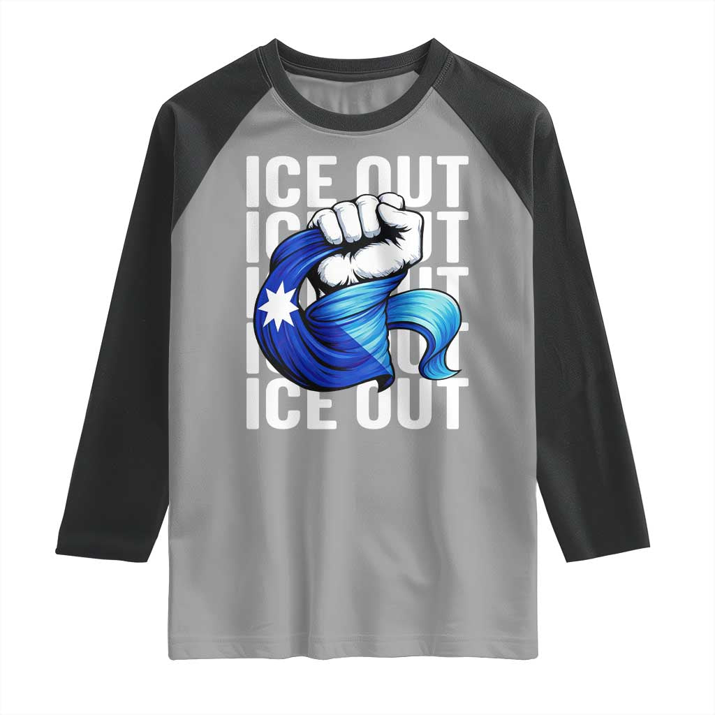 Minnesota Ice Out Raglan Shirt Anti Ice Movement Protest TS12 Sport Gray Black Print Your Wear
