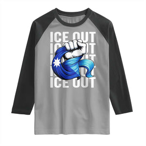 Minnesota Ice Out Raglan Shirt Anti Ice Movement Protest TS12 Sport Gray Black Print Your Wear