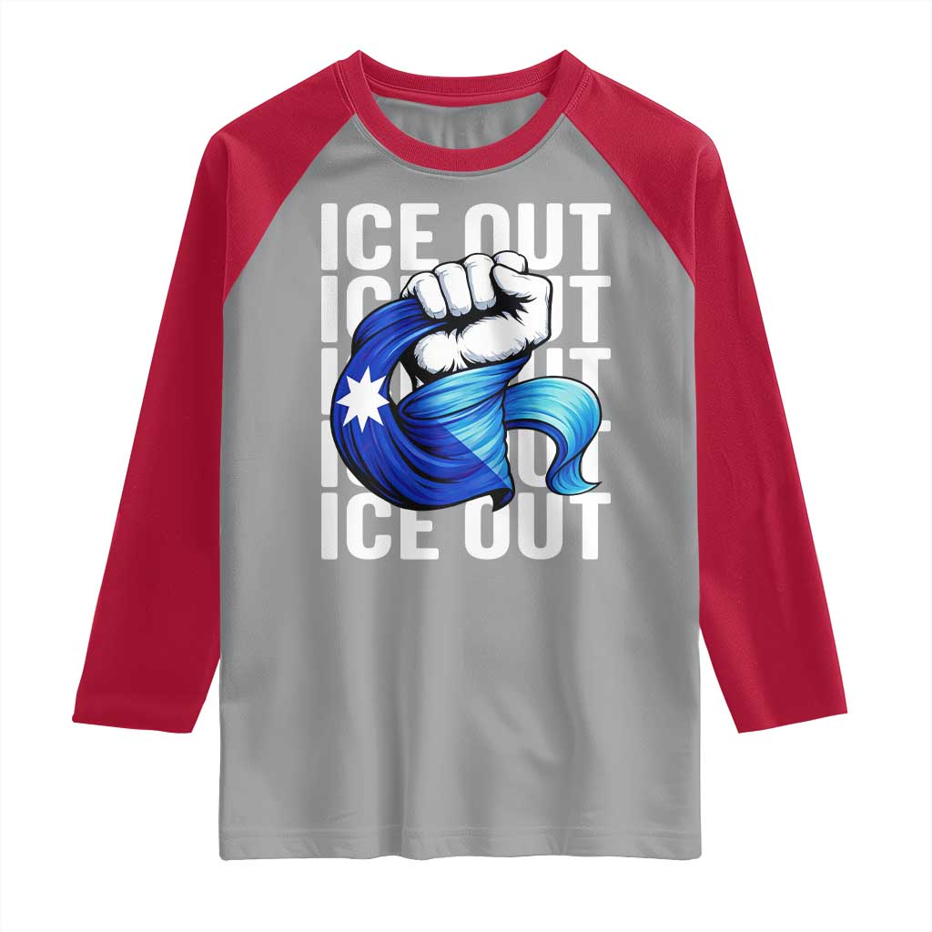 Minnesota Ice Out Raglan Shirt Anti Ice Movement Protest TS12 Sport Gray Red Print Your Wear