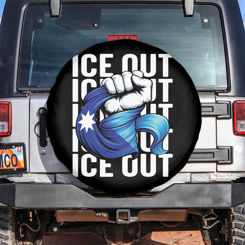 Minnesota Ice Out Spare Tire Cover Anti Ice Movement Protest TS12 No hole Black Print Your Wear