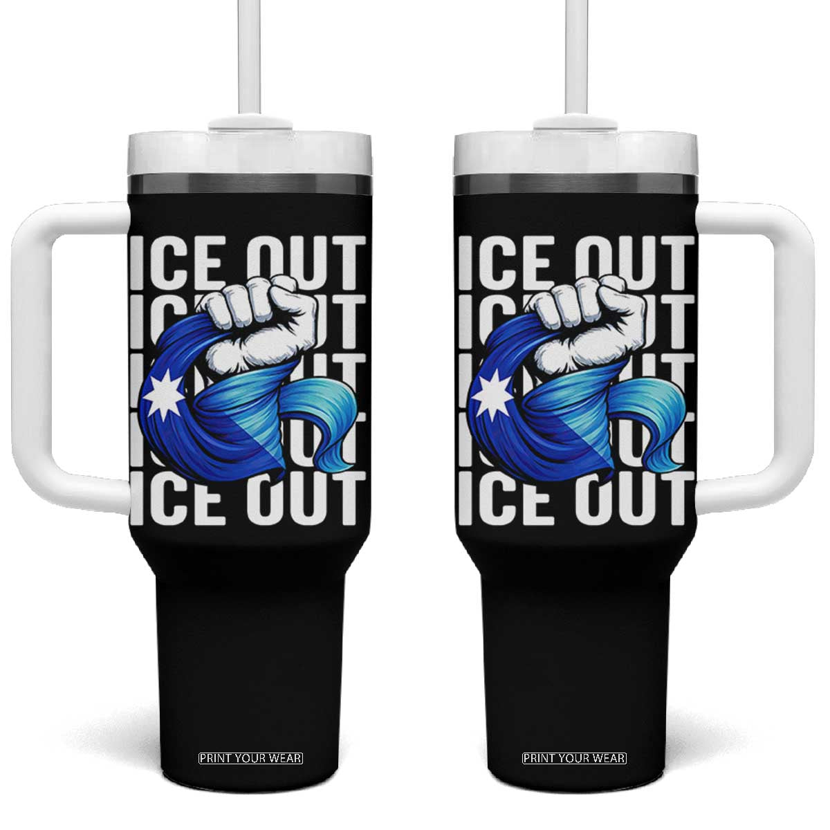 Minnesota Ice Out Tumbler With Handle Anti Ice Movement Protest TS12 One Size: 40 oz Black Print Your Wear