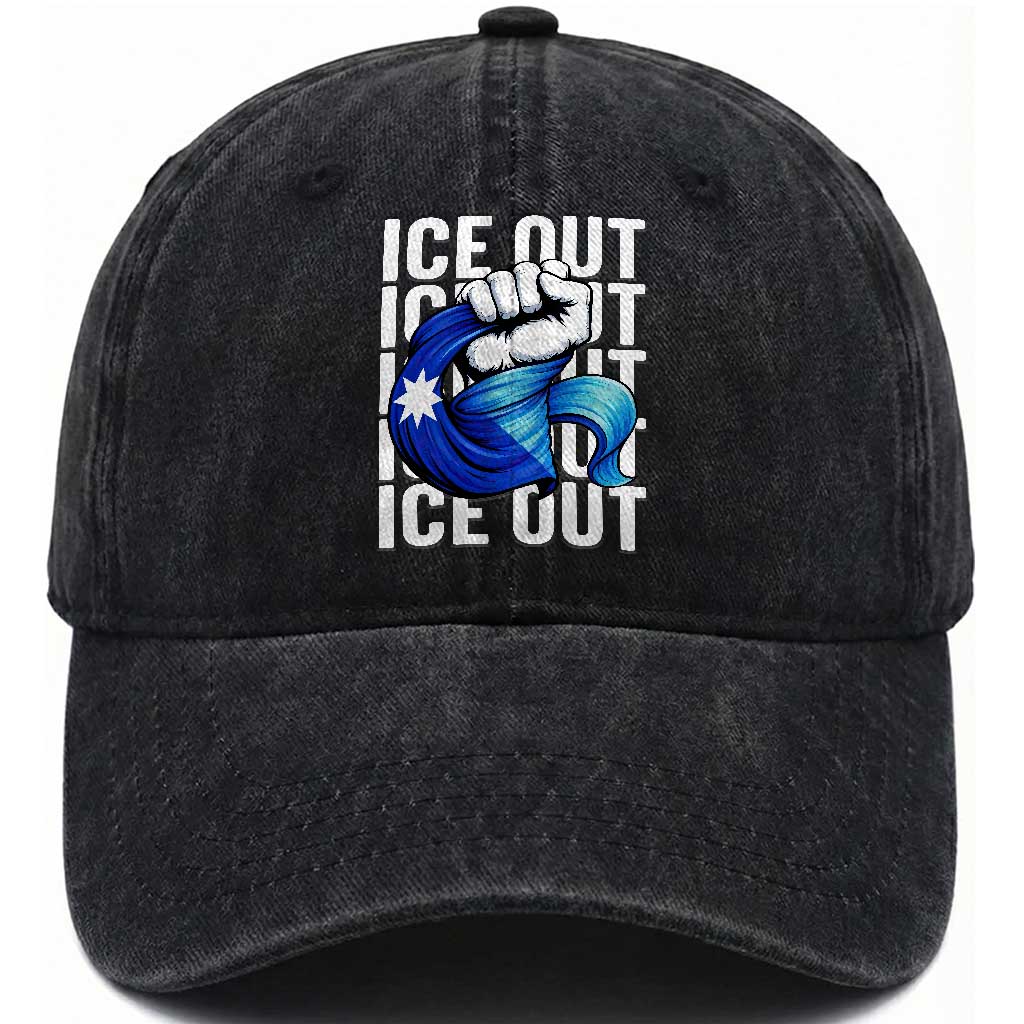 Minnesota Ice Out Washed Cotton Baseball Cap Anti Ice Movement Protest TS12 Print Your Wear