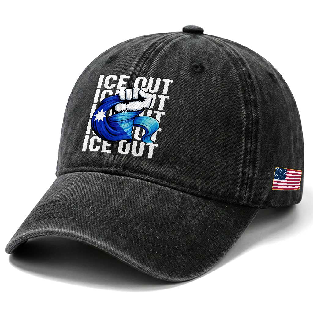 Minnesota Ice Out Washed Cotton Baseball Cap Anti Ice Movement Protest TS12 Print Your Wear