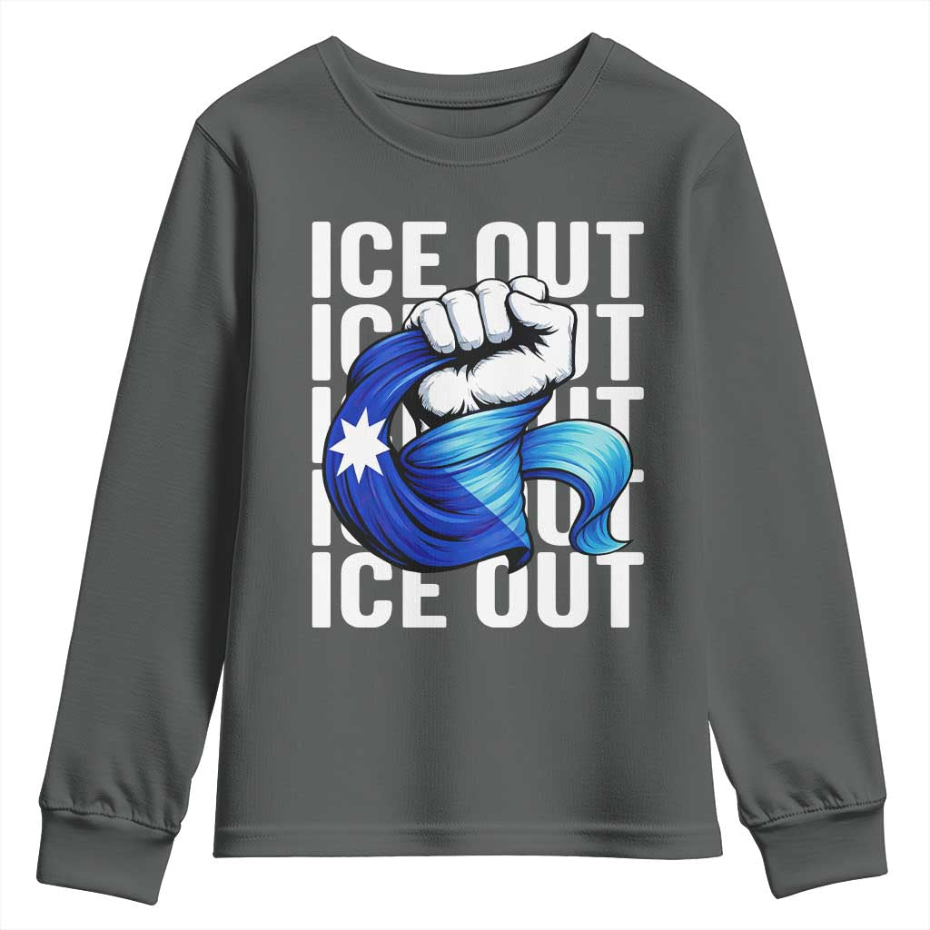 Minnesota Ice Out Youth Sweatshirt Anti Ice Movement Protest TS12 Dark Heather Print Your Wear
