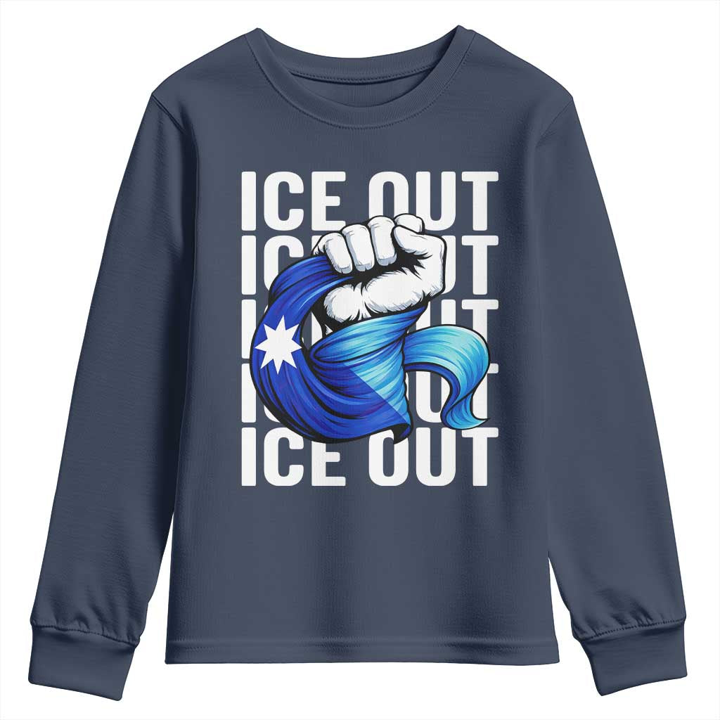 Minnesota Ice Out Youth Sweatshirt Anti Ice Movement Protest TS12 Navy Print Your Wear