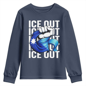 Minnesota Ice Out Youth Sweatshirt Anti Ice Movement Protest TS12 Navy Print Your Wear