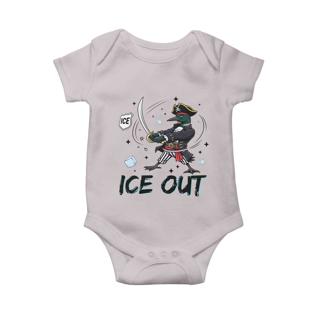Funny Pirate Common Loon Minnesota Defends Abolish Ice Baby Onesie TS12 Ice Gray Print Your Wear