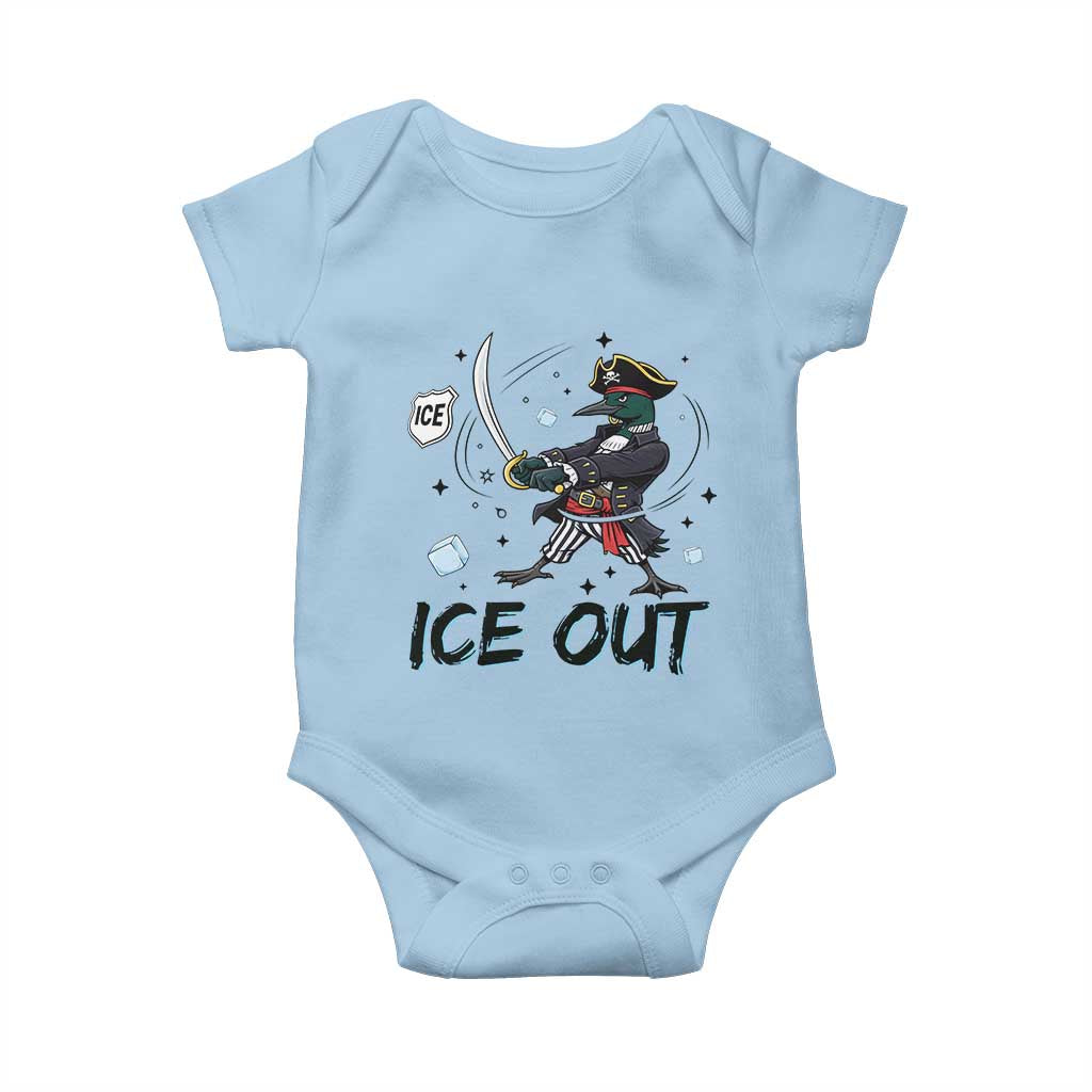 Funny Pirate Common Loon Minnesota Defends Abolish Ice Baby Onesie TS12 Light Blue Print Your Wear
