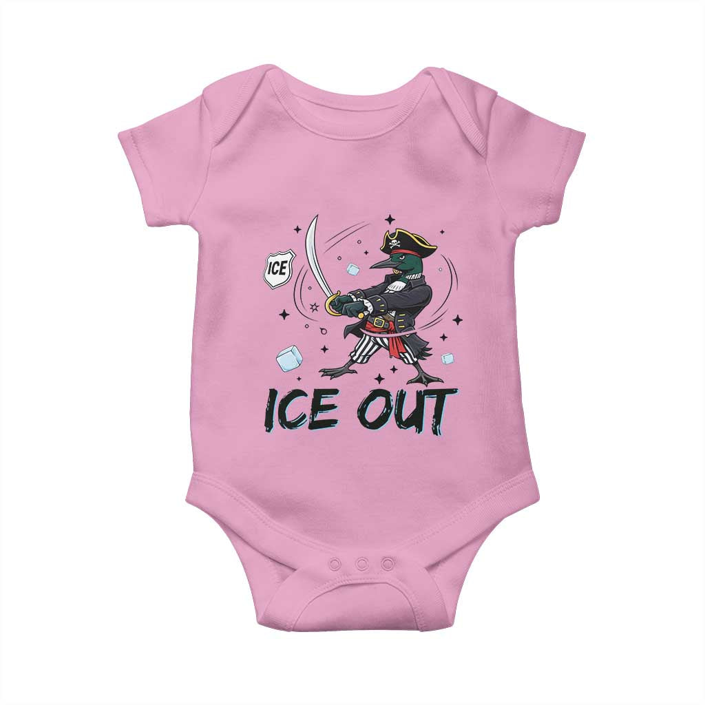 Funny Pirate Common Loon Minnesota Defends Abolish Ice Baby Onesie TS12 Light Pink Print Your Wear