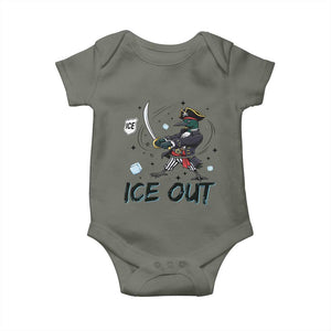 Funny Pirate Common Loon Minnesota Defends Abolish Ice Baby Onesie TS12 Military Green Print Your Wear