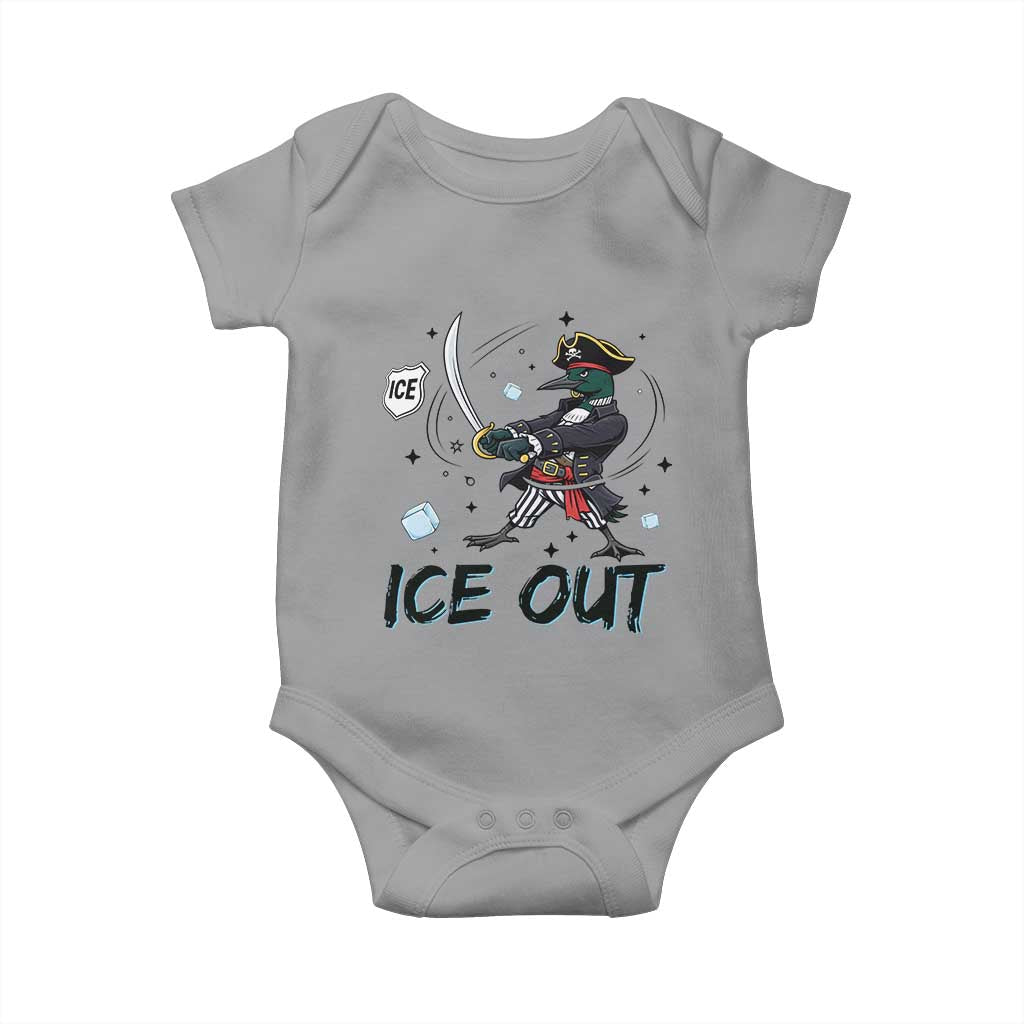 Funny Pirate Common Loon Minnesota Defends Abolish Ice Baby Onesie TS12 Sport Gray Print Your Wear