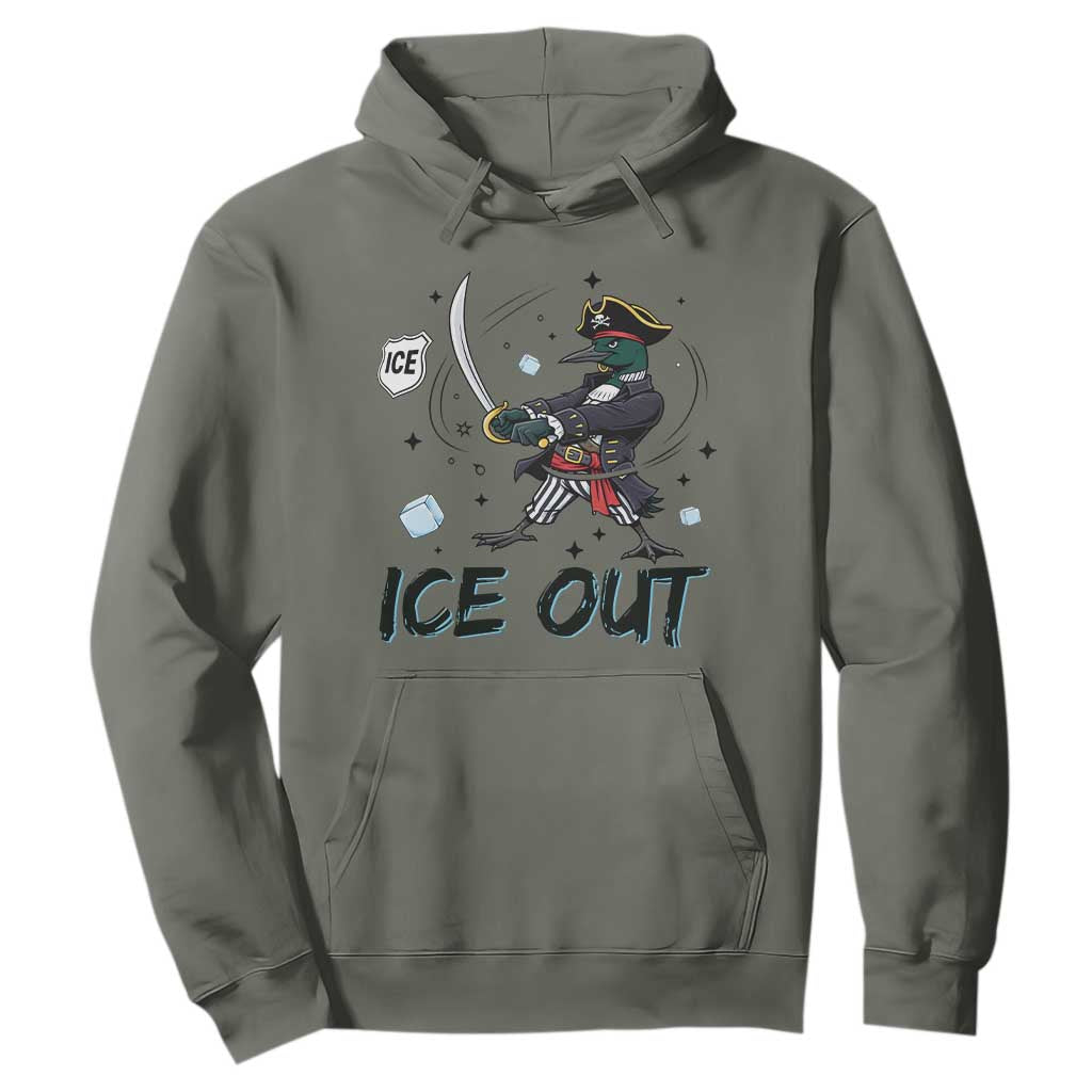 Funny Pirate Common Loon Minnesota Defends Abolish Ice Hoodie TS12 Military Green Print Your Wear