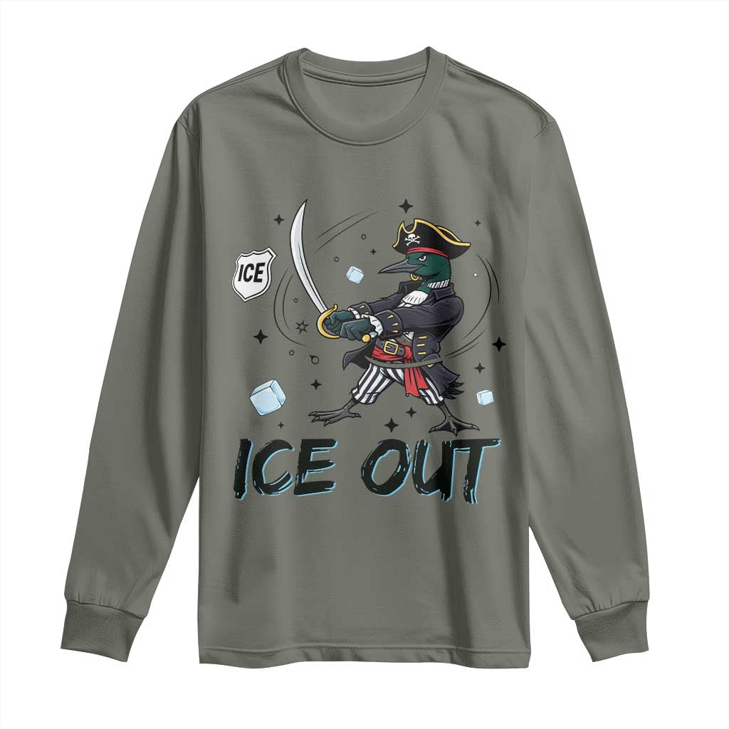 Funny Pirate Common Loon Minnesota Defends Abolish Ice Long Sleeve Shirt TS12 Military Green Print Your Wear