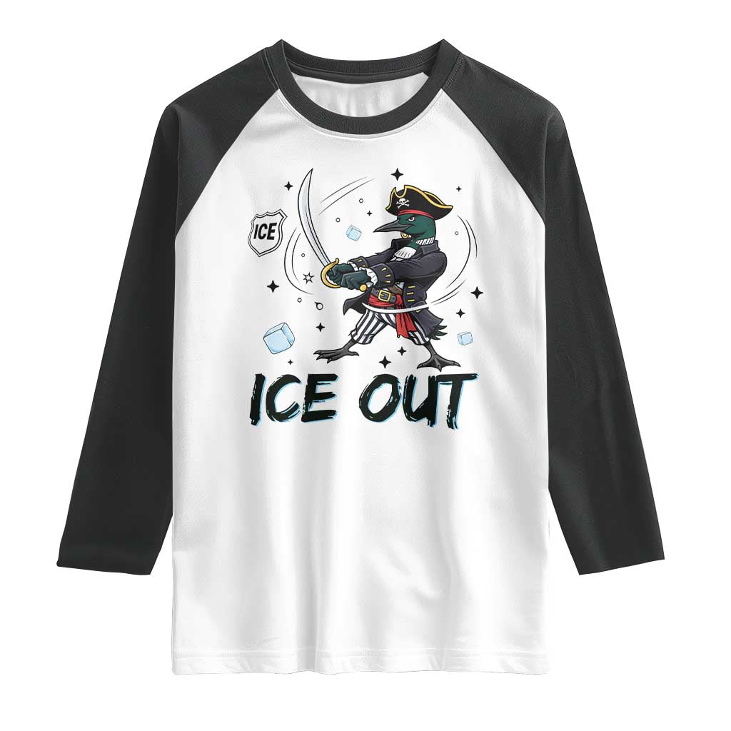 Funny Pirate Common Loon Minnesota Defends Abolish Ice Raglan Shirt TS12 White Black Print Your Wear