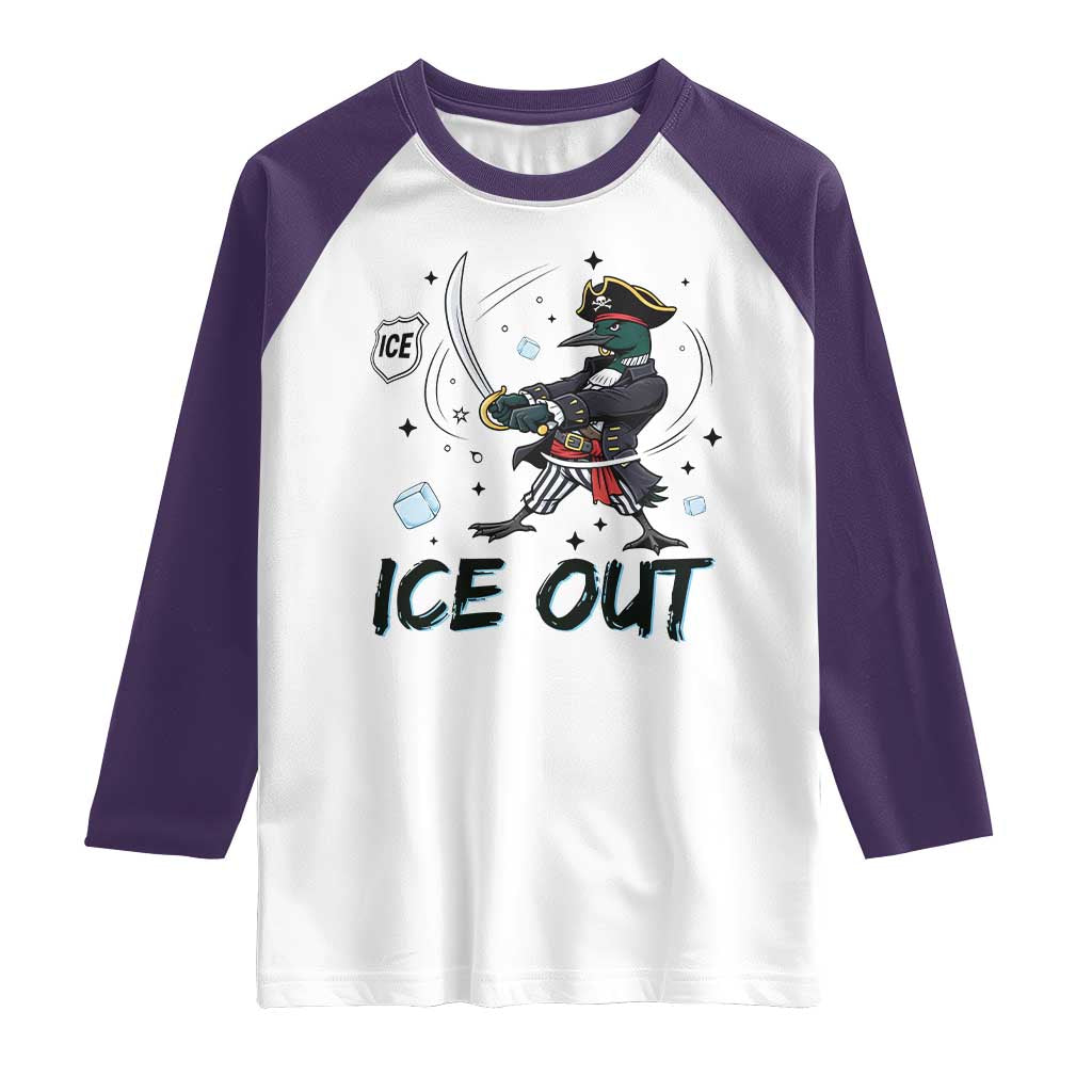 Funny Pirate Common Loon Minnesota Defends Abolish Ice Raglan Shirt TS12 White Purple Print Your Wear