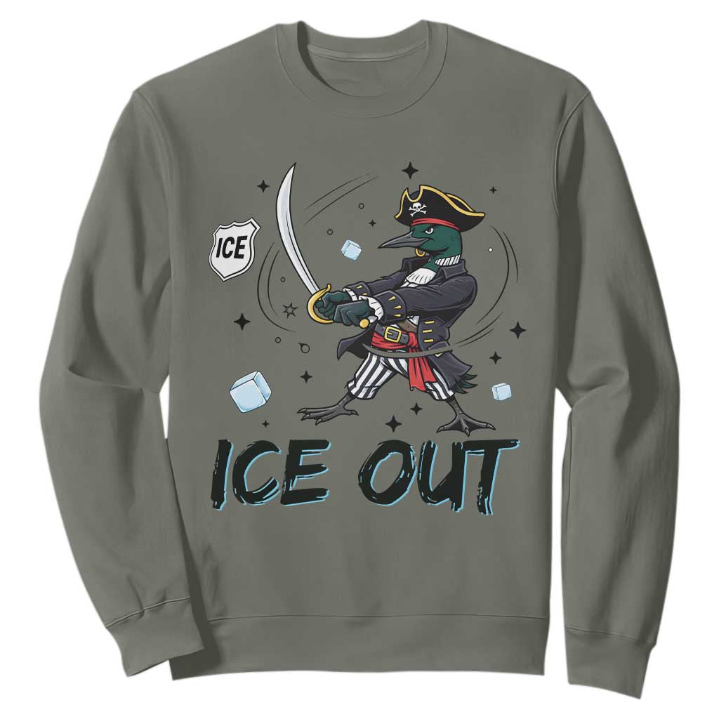 Funny Pirate Common Loon Minnesota Defends Abolish Ice Sweatshirt TS12 Military Green Print Your Wear