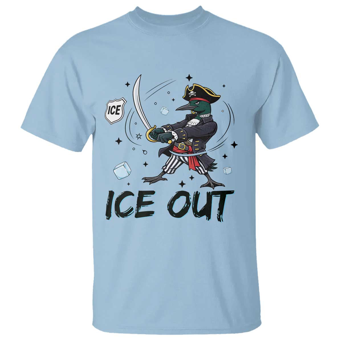 Funny Pirate Common Loon Minnesota Defends Abolish Ice T Shirt TS12 Light Blue Print Your Wear