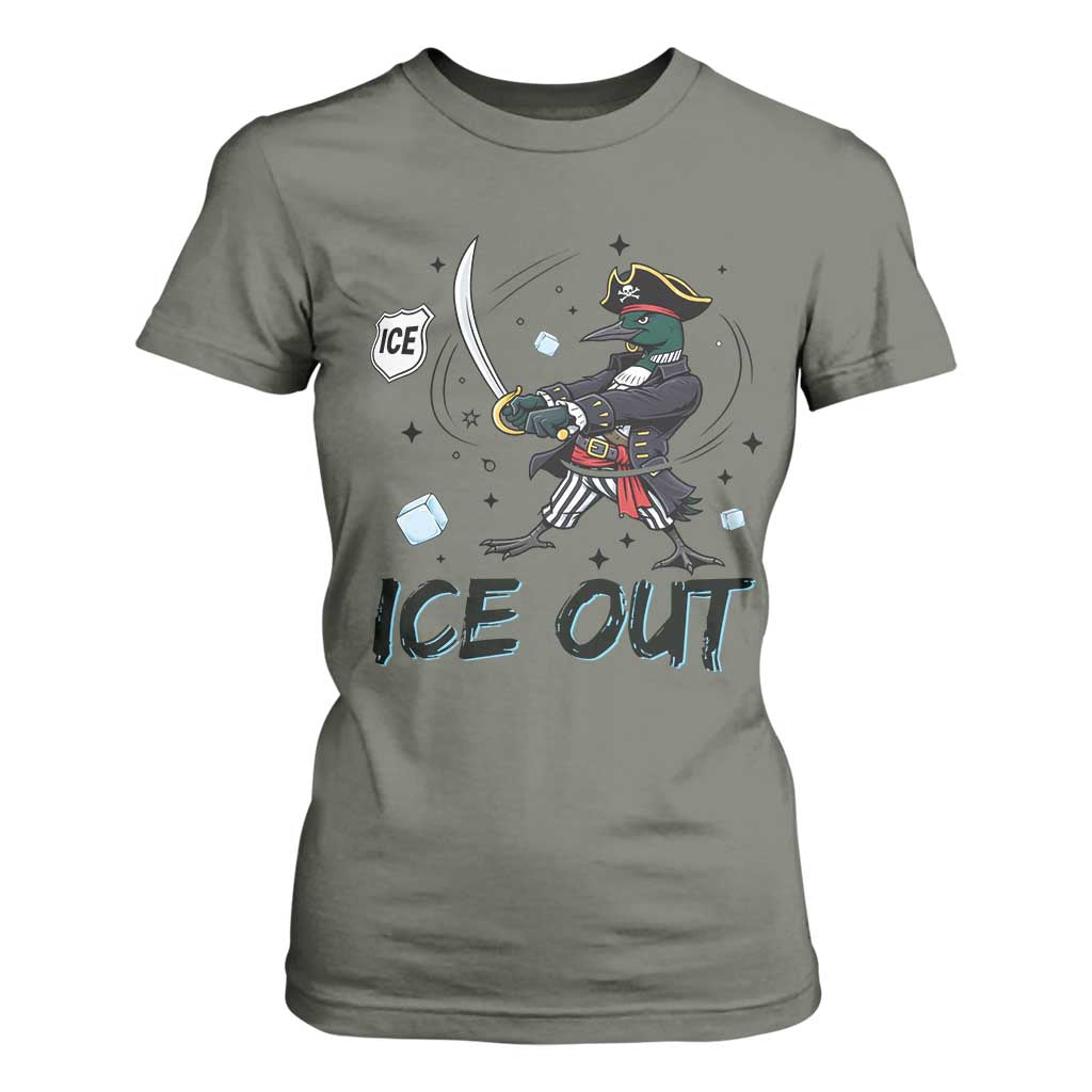 Funny Pirate Common Loon Minnesota Defends Abolish Ice T Shirt For Women TS12 Military Green Print Your Wear