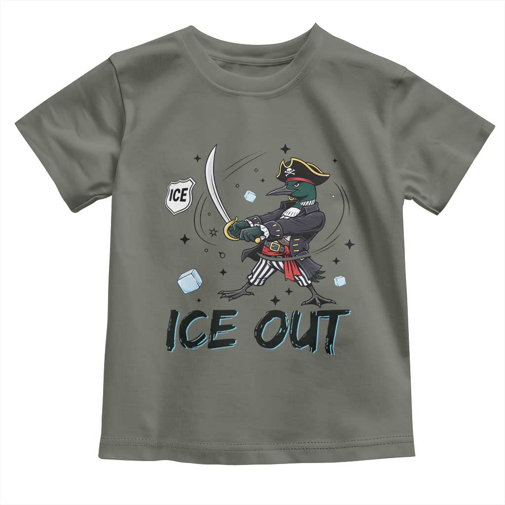 Funny Pirate Common Loon Minnesota Defends Abolish Ice Toddler T Shirt TS12 Military Green Print Your Wear