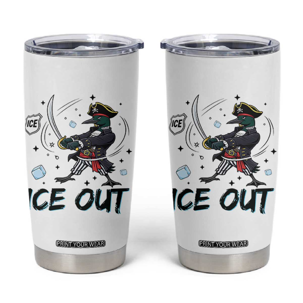 Funny Pirate Common Loon Minnesota Defends Abolish Ice Tumbler Cup TS12 White Print Your Wear