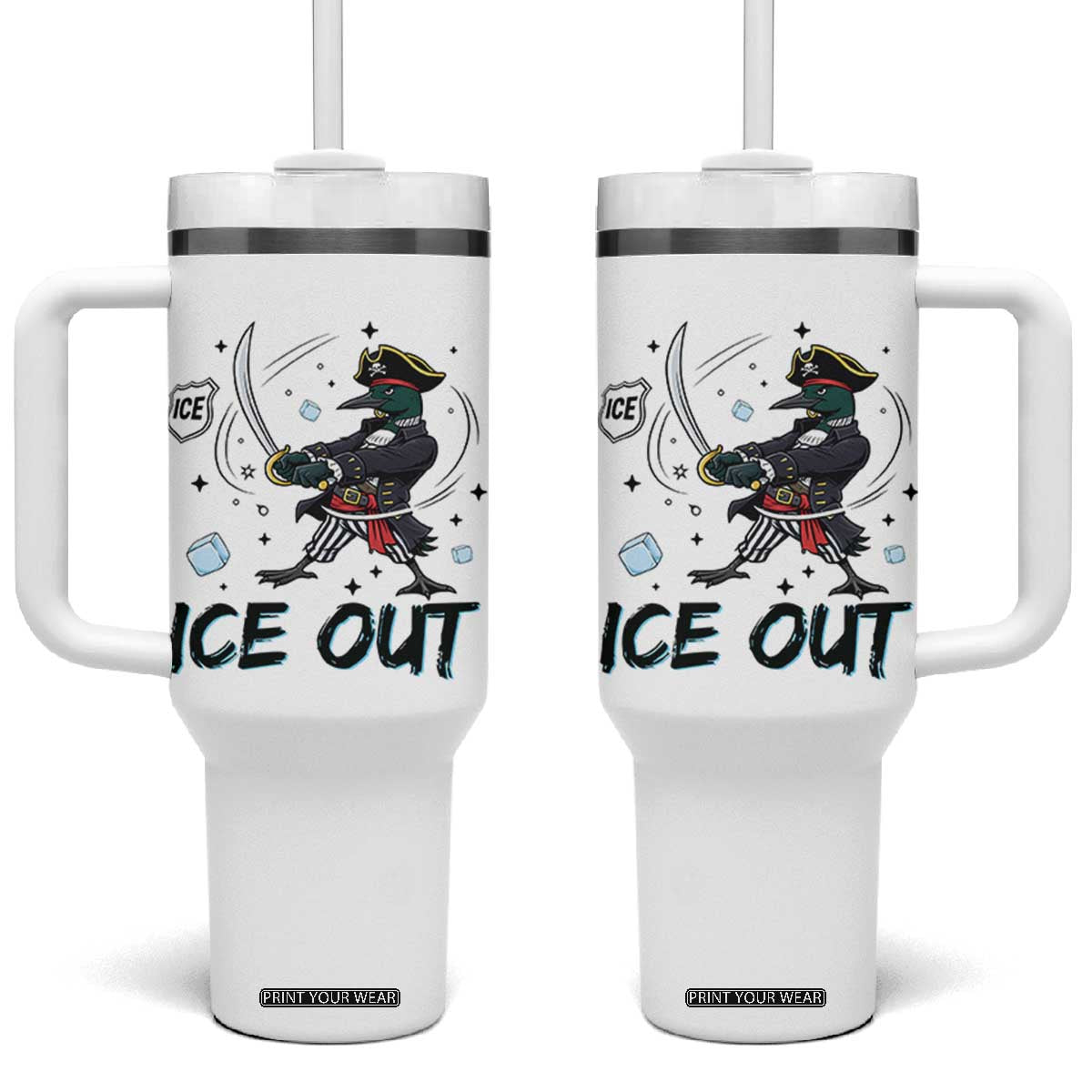 Funny Pirate Common Loon Minnesota Defends Abolish Ice Tumbler With Handle TS12 One Size: 40 oz White Print Your Wear
