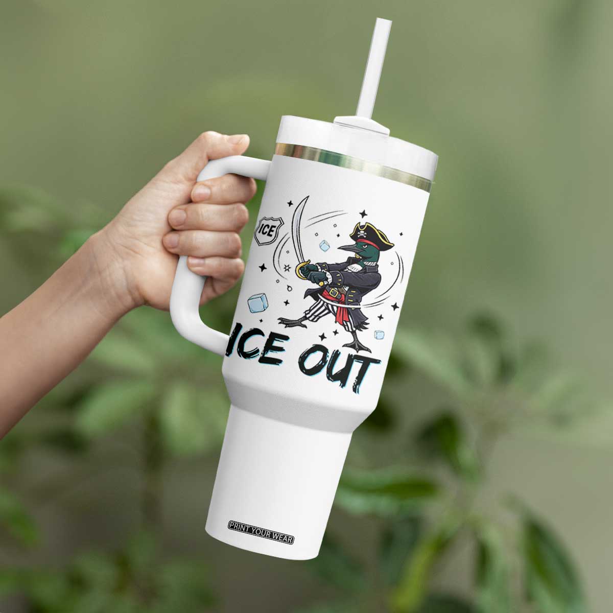 Funny Pirate Common Loon Minnesota Defends Abolish Ice Tumbler With Handle TS12 Print Your Wear