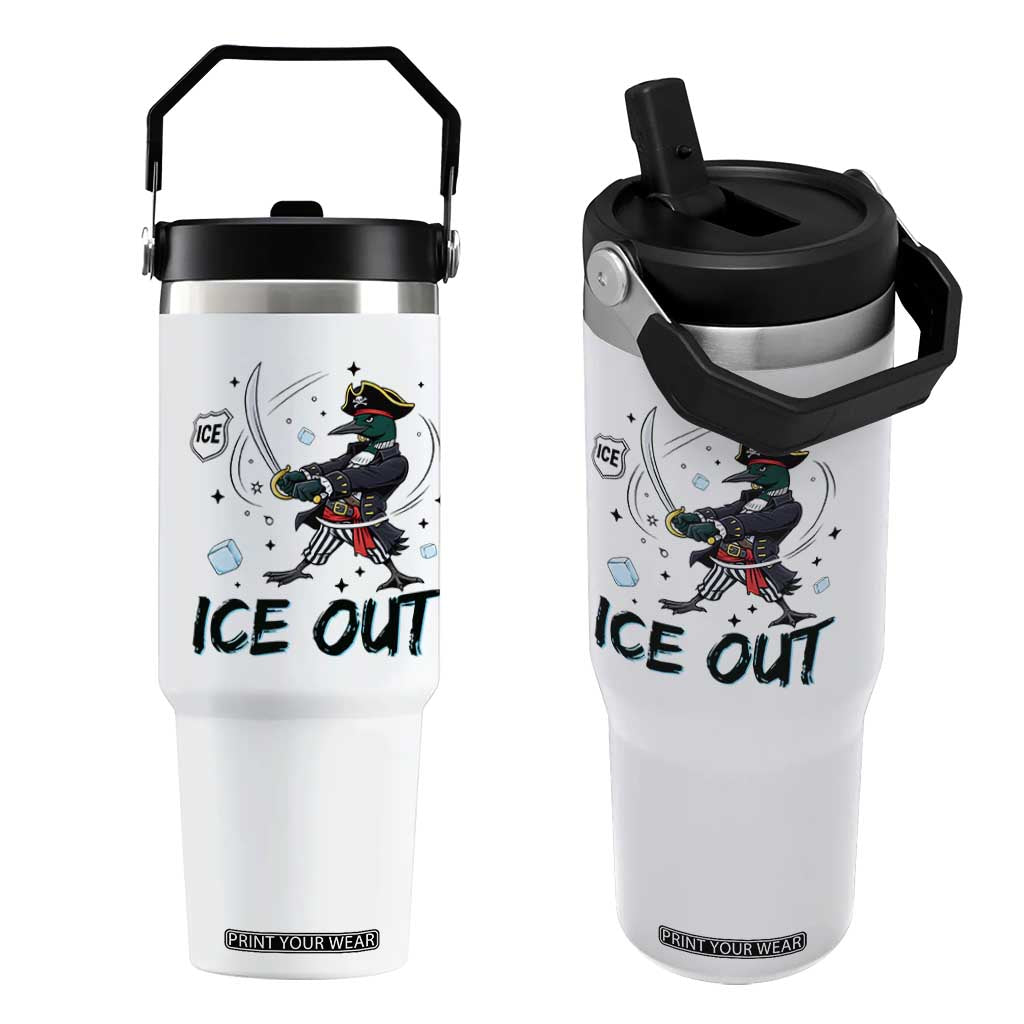 Funny Pirate Common Loon Minnesota Defends Abolish Ice Flip Straw Tumbler TS12 One Size: 30 oz White Print Your Wear