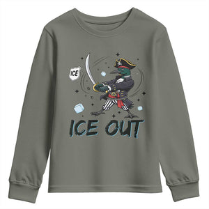 Funny Pirate Common Loon Minnesota Defends Abolish Ice Youth Sweatshirt TS12 Military Green Print Your Wear