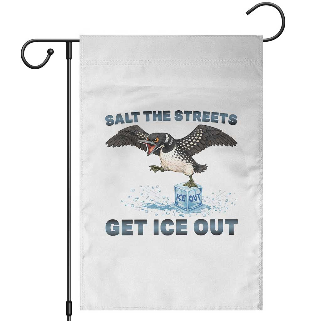 Minnesota Loon Salt The Streets Get Ice Out Garden Flag TS12 White Print Your Wear