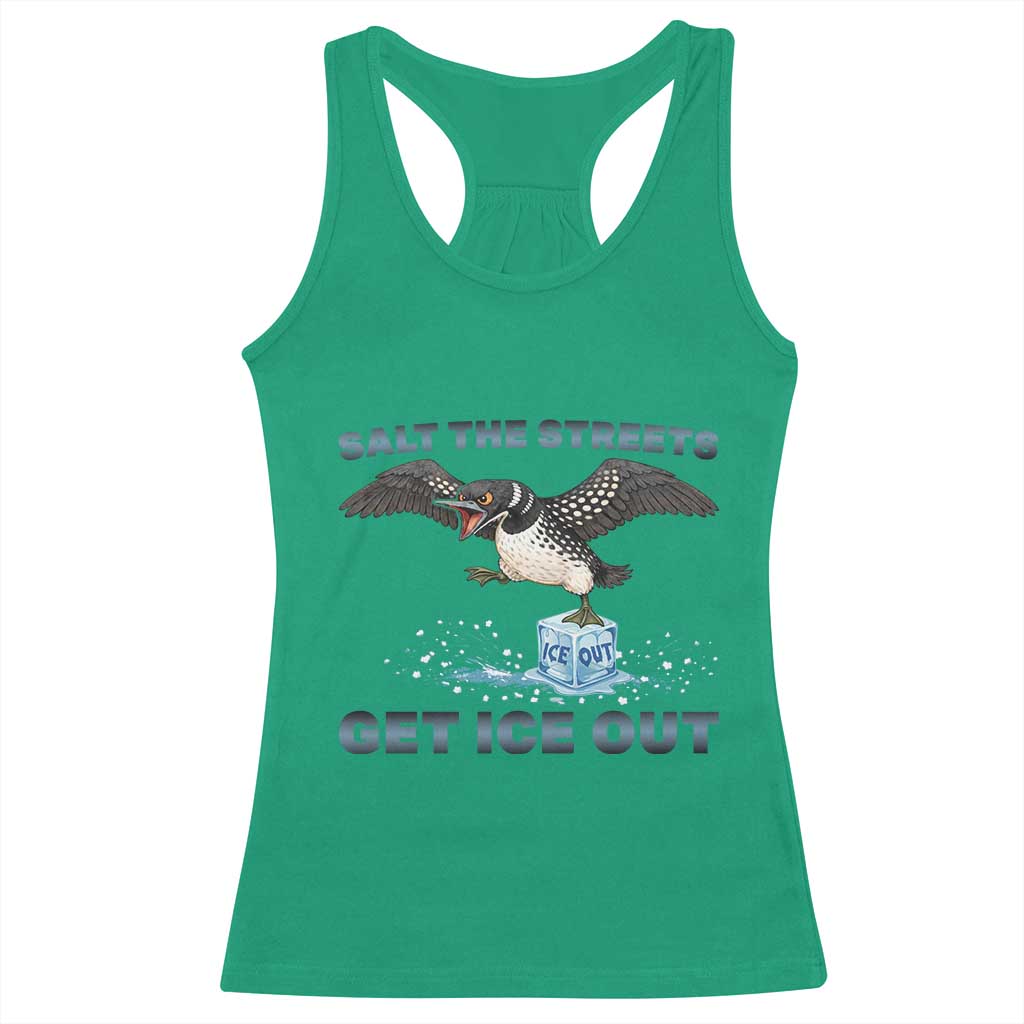 Minnesota Loon Salt The Streets Get Ice Out Racerback Tank Top TS12 Irish Green Print Your Wear