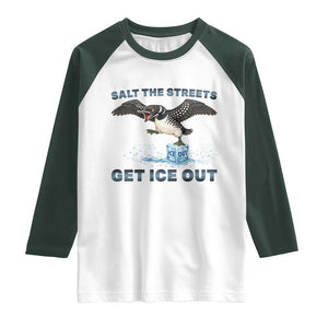 Minnesota Loon Salt The Streets Get Ice Out Raglan Shirt TS12 White Dark Forest Green Print Your Wear