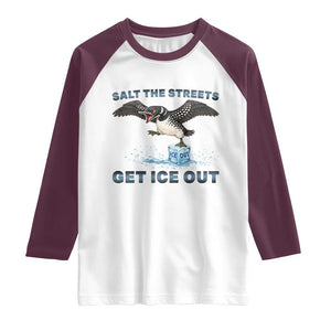Minnesota Loon Salt The Streets Get Ice Out Raglan Shirt TS12 White Maroon Print Your Wear