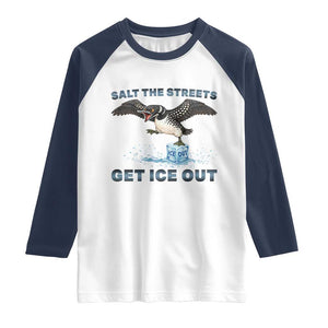 Minnesota Loon Salt The Streets Get Ice Out Raglan Shirt TS12 White Navy Print Your Wear
