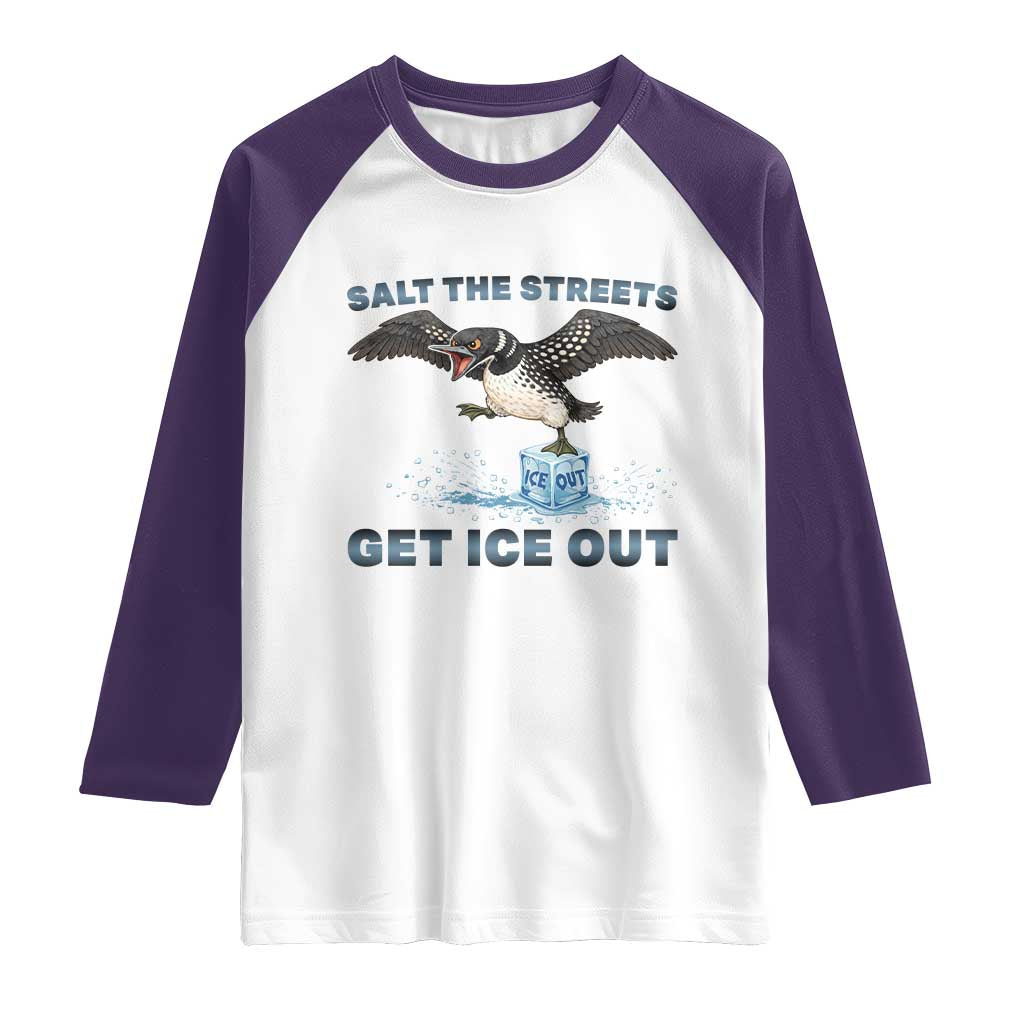 Minnesota Loon Salt The Streets Get Ice Out Raglan Shirt TS12 White Purple Print Your Wear
