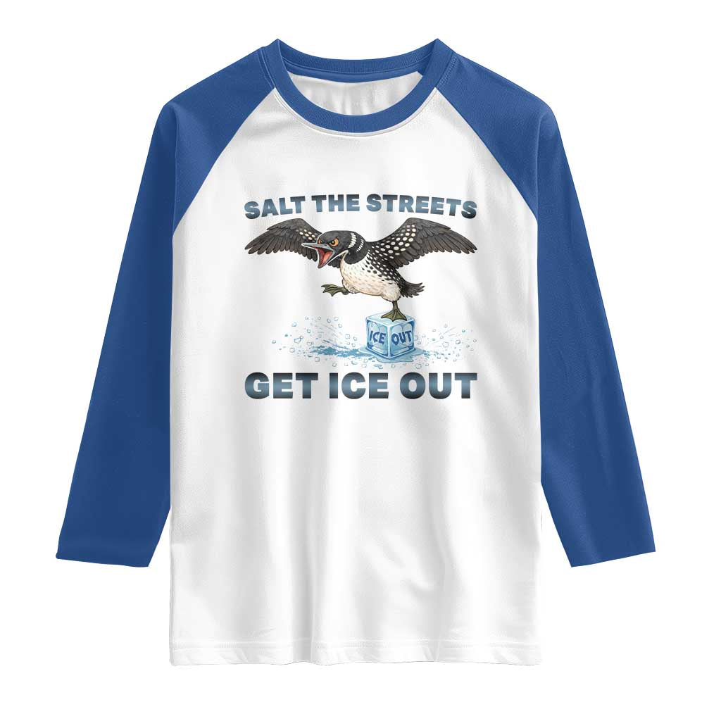 Minnesota Loon Salt The Streets Get Ice Out Raglan Shirt TS12 White Royal Print Your Wear