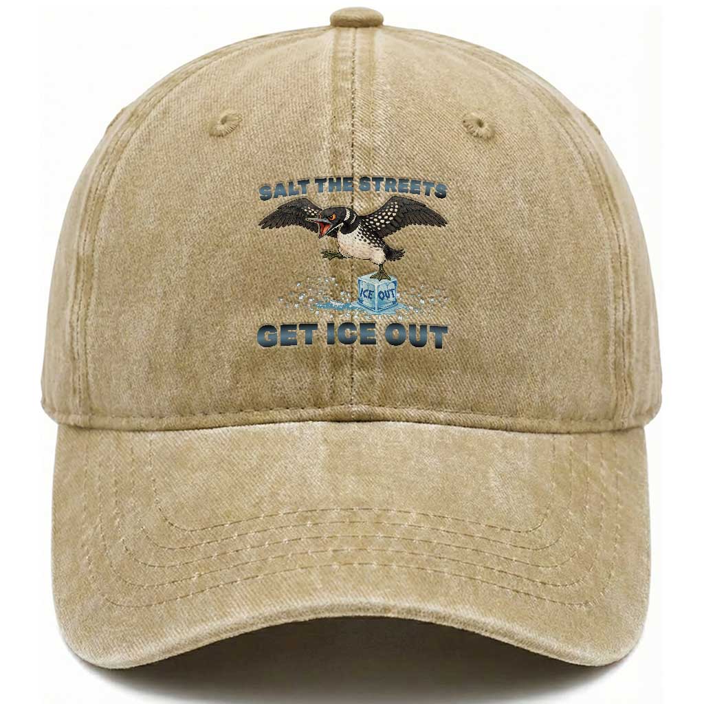 Minnesota Loon Salt The Streets Get Ice Out Washed Cotton Baseball Cap TS12 Print Your Wear