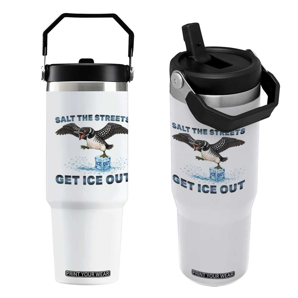 Minnesota Loon Salt The Streets Get Ice Out Flip Straw Tumbler TS12 One Size: 30 oz White Print Your Wear