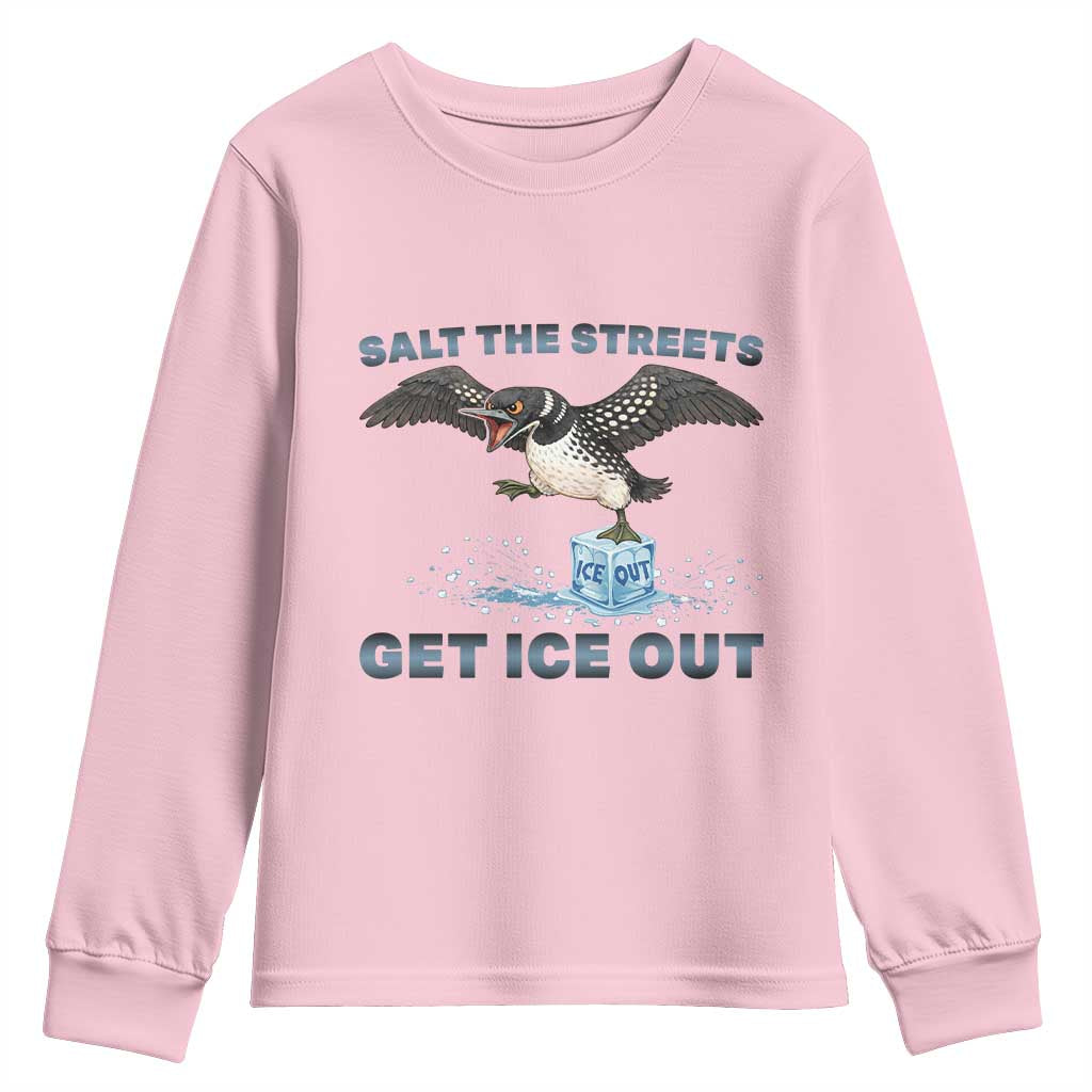 Minnesota Loon Salt The Streets Get Ice Out Youth Sweatshirt TS12 Light Pink Print Your Wear