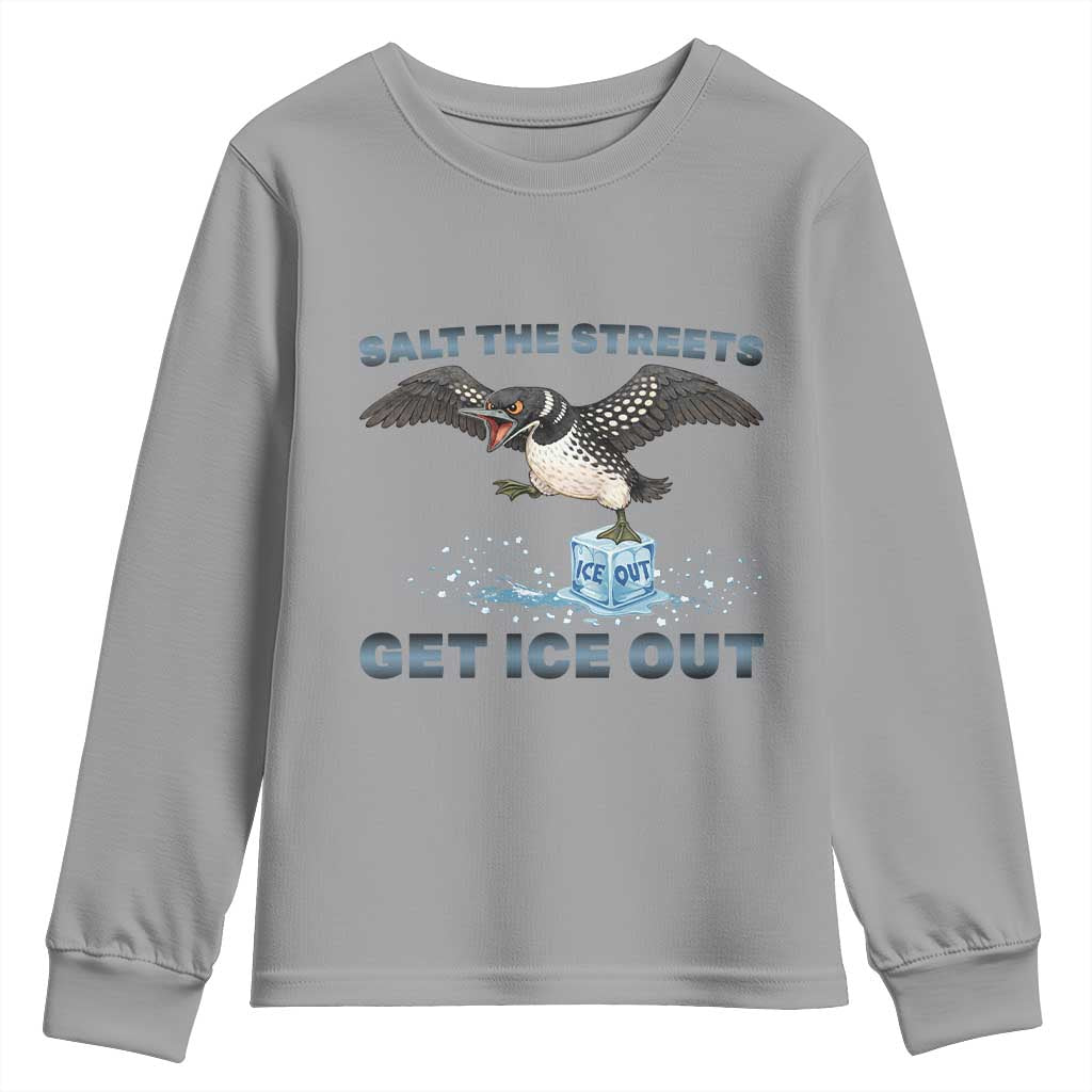 Minnesota Loon Salt The Streets Get Ice Out Youth Sweatshirt TS12 Sport Gray Print Your Wear