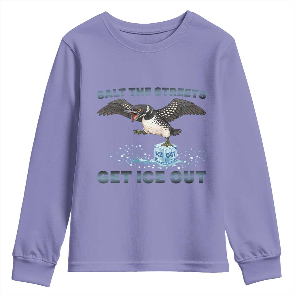 Minnesota Loon Salt The Streets Get Ice Out Youth Sweatshirt TS12 Violet Print Your Wear