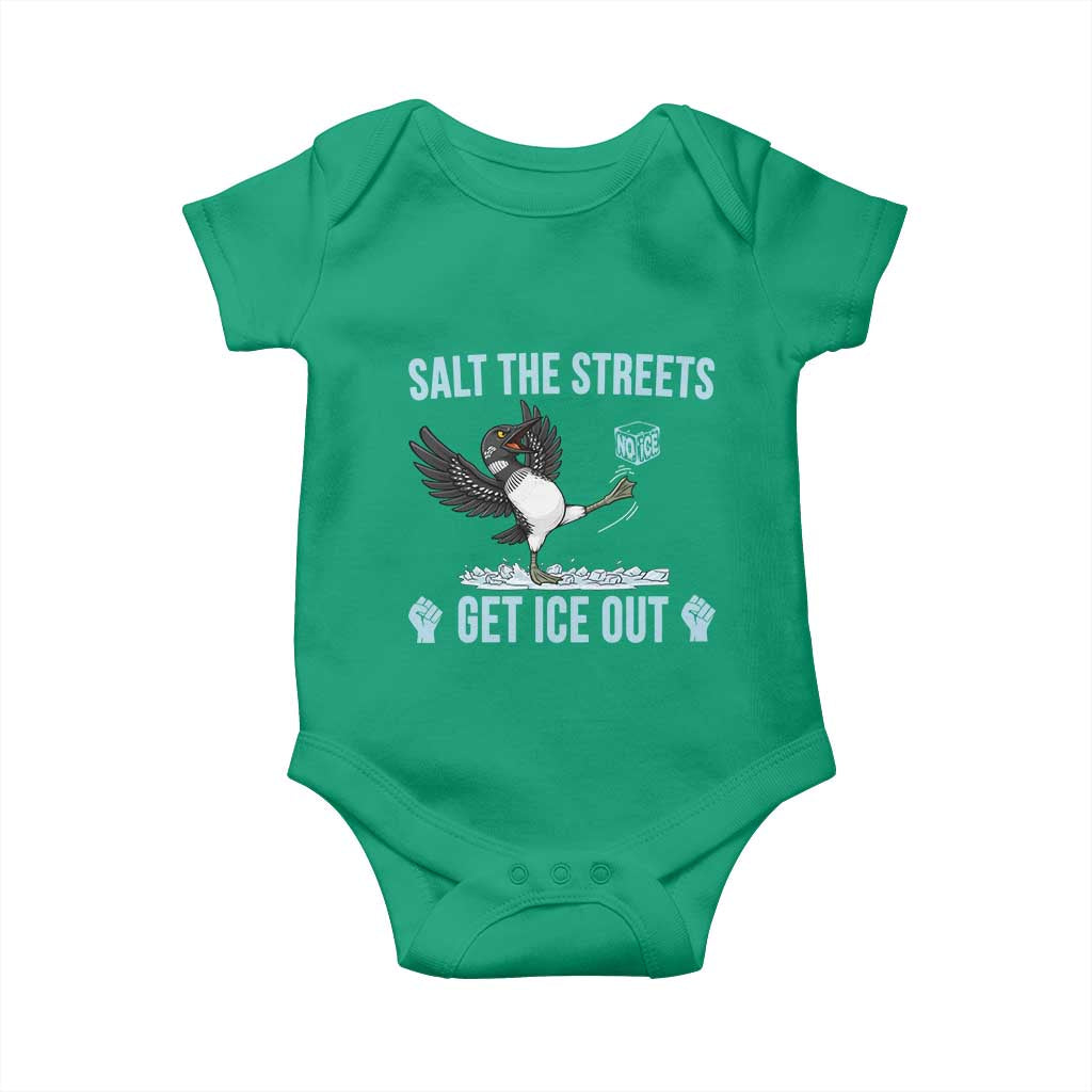 Salt The Streets Get Ice Out Baby Onesie Resist Minneapolis Political TS12 Irish Green Print Your Wear