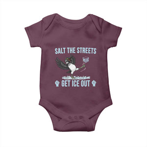 Salt The Streets Get Ice Out Baby Onesie Resist Minneapolis Political TS12 Maroon Print Your Wear