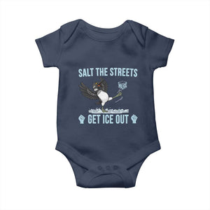 Salt The Streets Get Ice Out Baby Onesie Resist Minneapolis Political TS12 Navy Print Your Wear