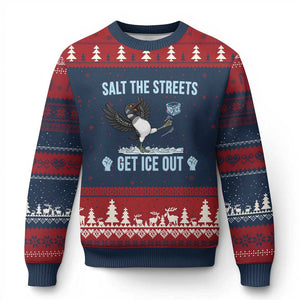 Salt The Streets Get Ice Out Ugly Christmas Sweater Resist Minneapolis Political TS12 Navy Red Print Your Wear