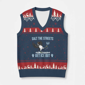 Salt The Streets Get Ice Out V-Neck Knit Sweater Vest Resist Minneapolis Political TS12 Navy Red Print Your Wear