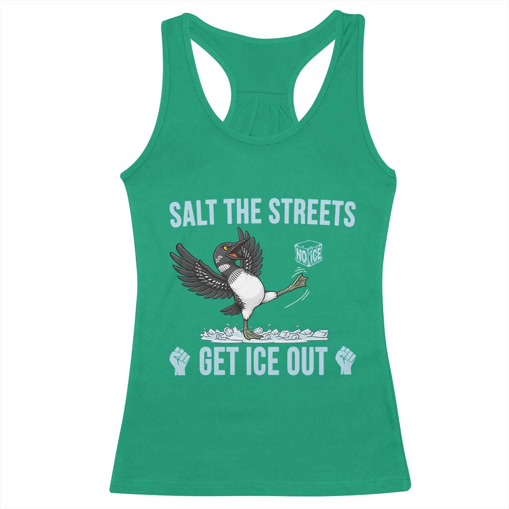 Salt The Streets Get Ice Out Racerback Tank Top Resist Minneapolis Political TS12 Irish Green Print Your Wear