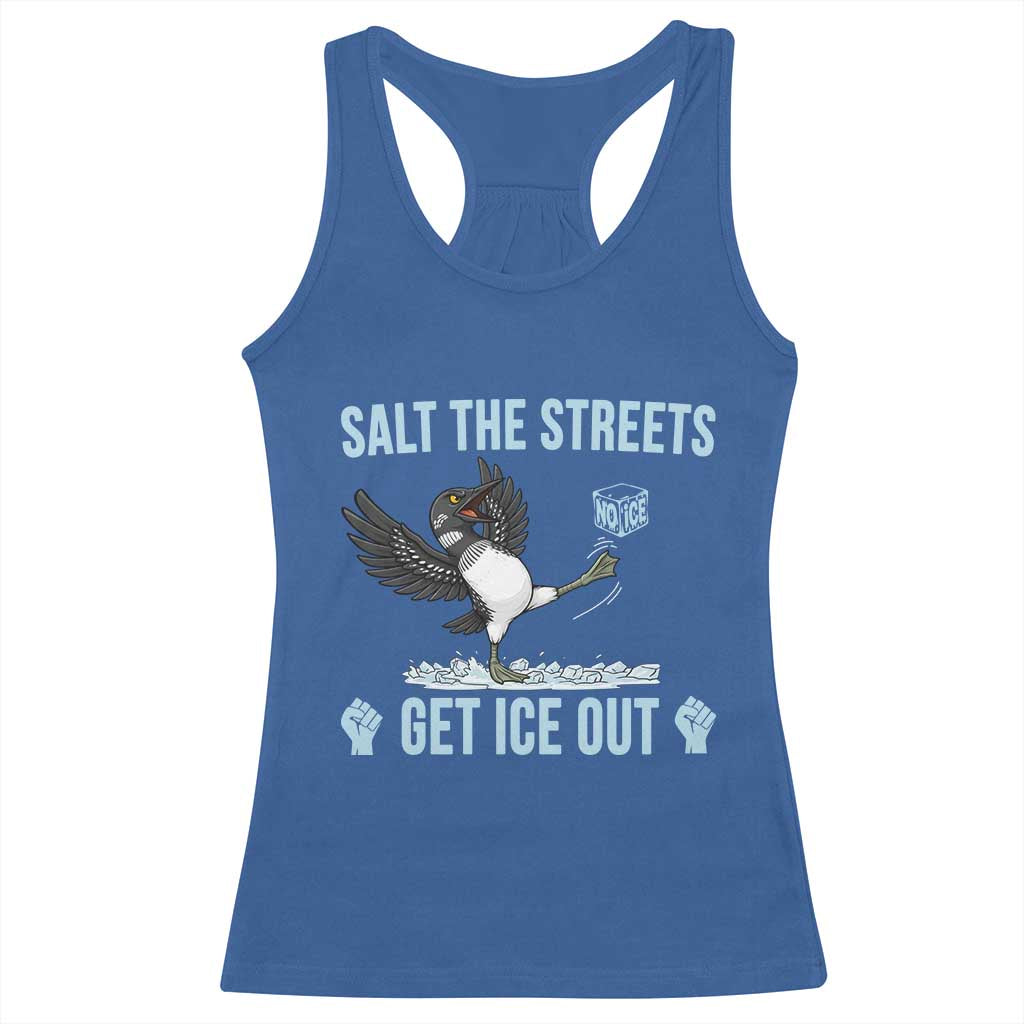 Salt The Streets Get Ice Out Racerback Tank Top Resist Minneapolis Political TS12 Royal Blue Print Your Wear