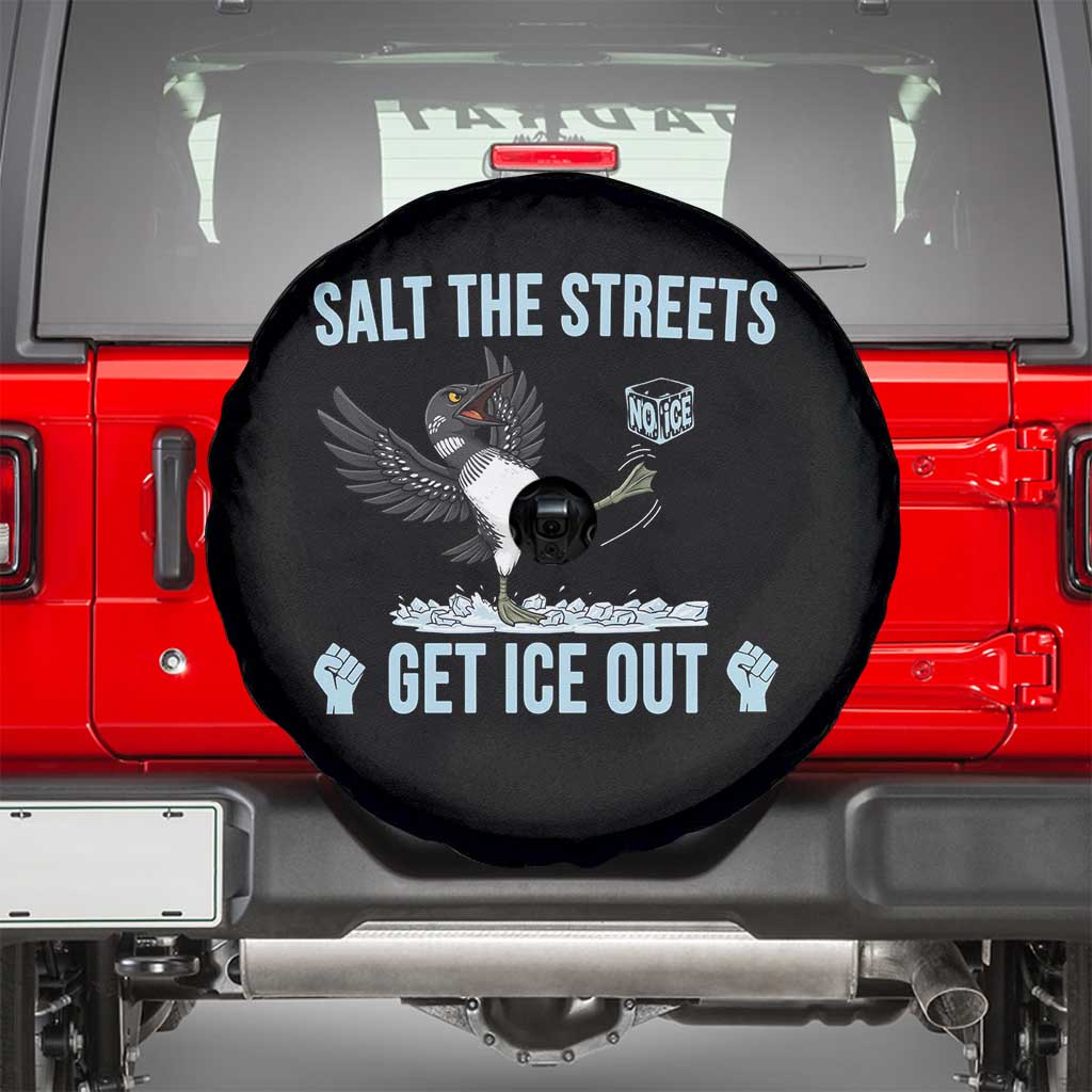 Salt The Streets Get Ice Out Spare Tire Cover Resist Minneapolis Political TS12 Black Print Your Wear