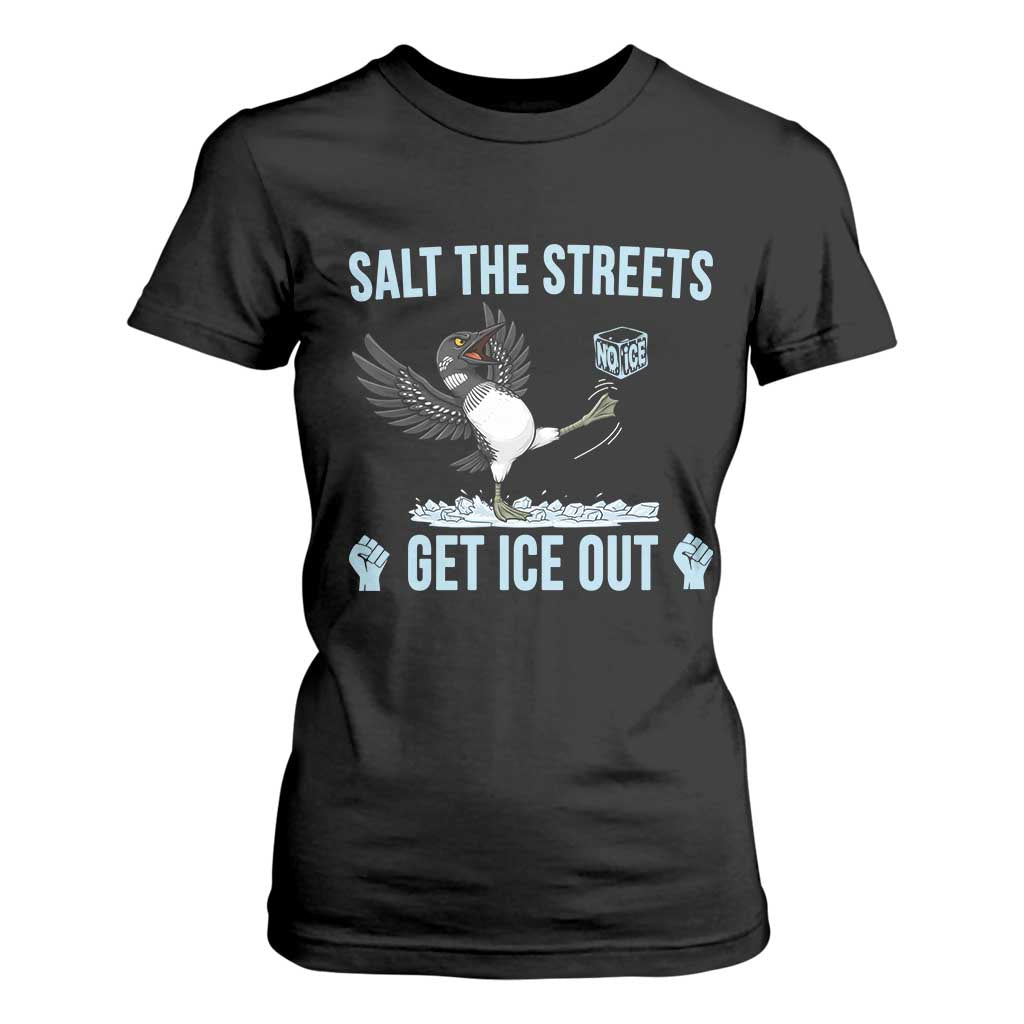 Salt The Streets Get Ice Out T Shirt For Women Resist Minneapolis Political TS12 Black Print Your Wear